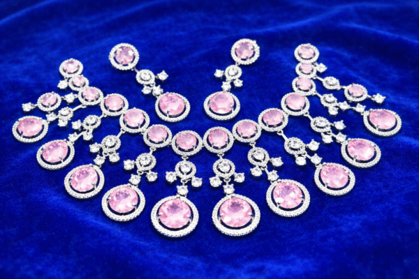 Pink american diamond set