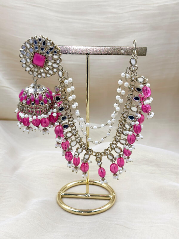 Pink jhumka & Maangtikka