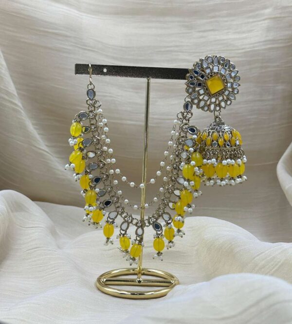 Yellow Jhumka & Maangtikka