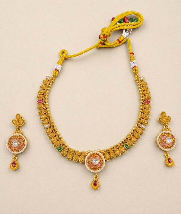 Gold look-like necklace set-NE054