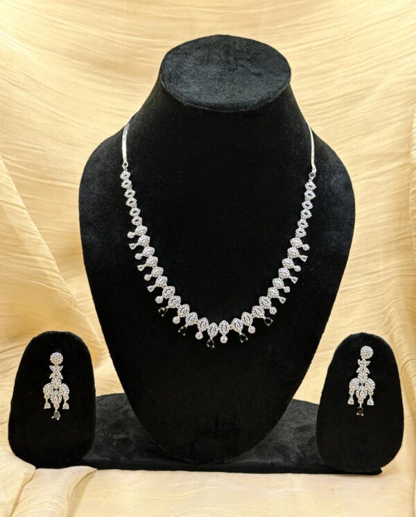 Sleek american diamond set with blue stones