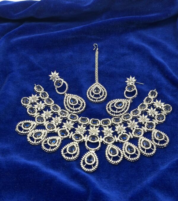 American diamond double layer set with tikka