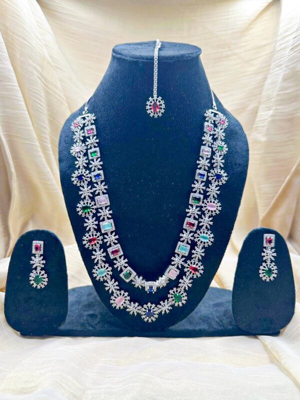 American diamond double layer set with tikka
