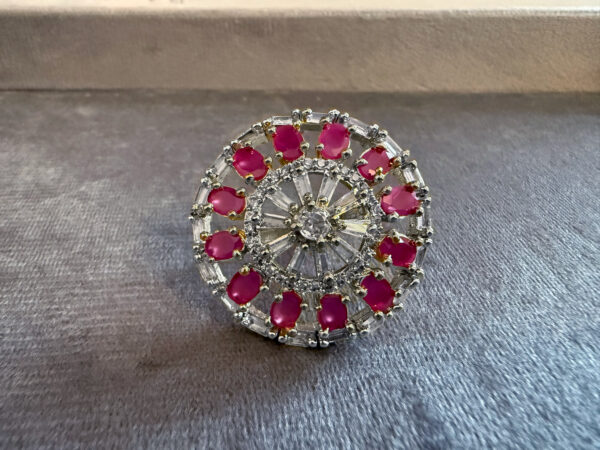 American diamond pink round ring