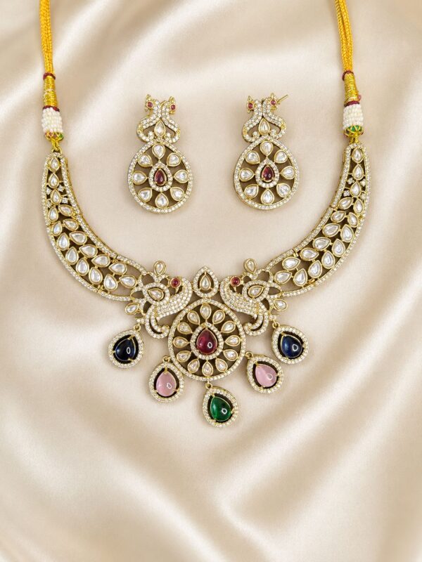 Kundan-drop coloured necklace-NE046