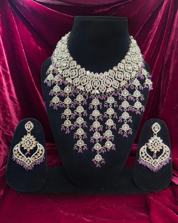 Kundan multi necklace set with maangtikka-NE042