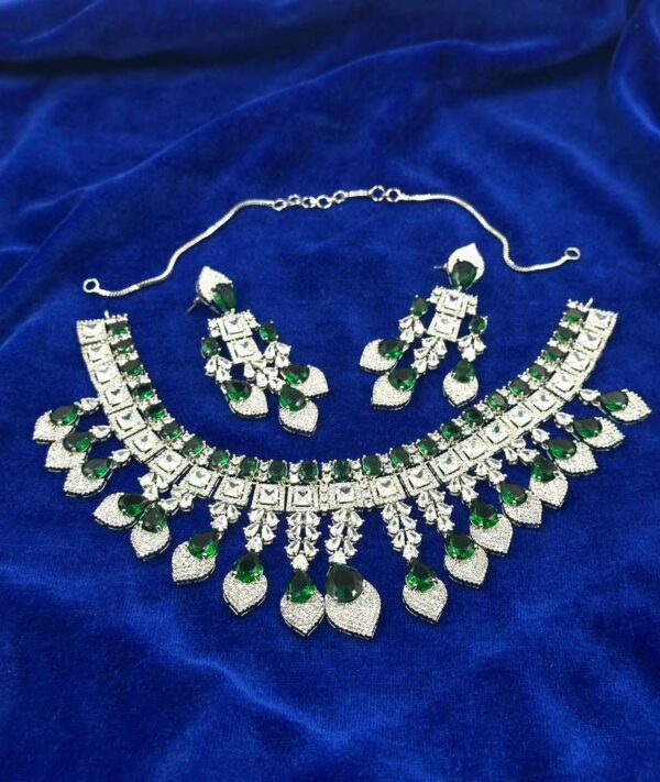 American diamond green necklace set-AD102