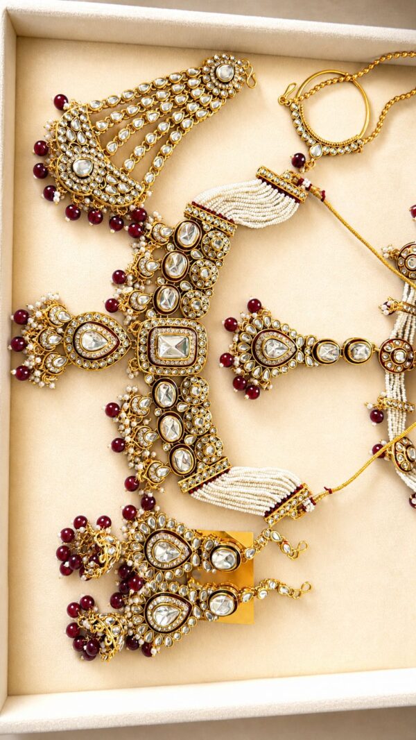Pearl kundan choker necklace set-NE037